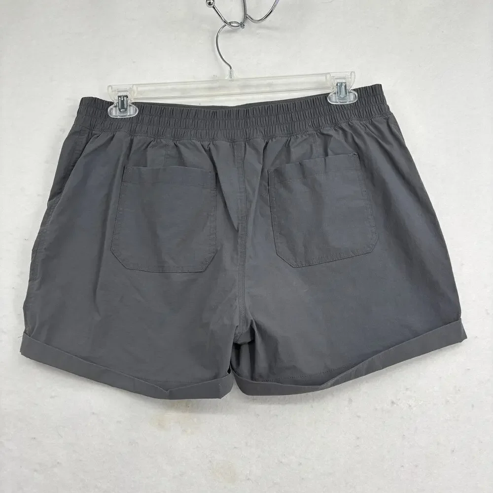 Eddie Bauer Shorts Size XL Gray Pull On Pockets Stretch Nylon Drawstring Waist